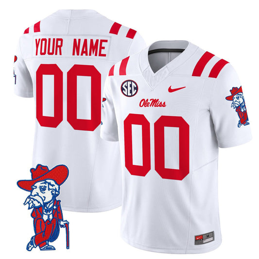 Custom Ole Miss Rebels Jersey Name, Number 2025 V2 Stitched White