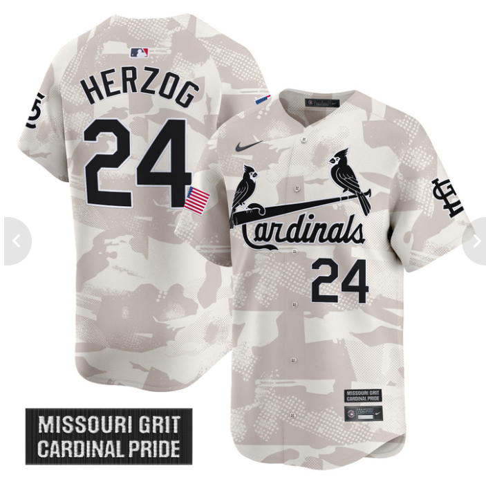 Whitey Herzog Jersey #24 St. Louis Cardinals 2025 Armed Forces Day Vapor Stitched Camo