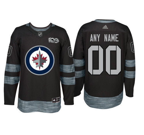 Winnipeg Jets Black 1917-2017 100th Anniversary Stitched NHL Custom Jersey