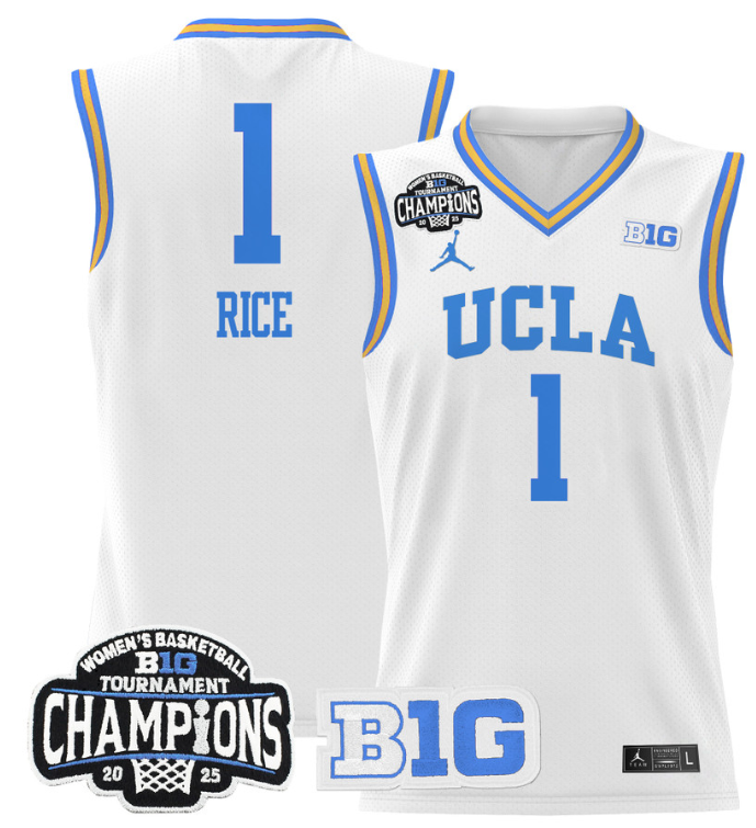 Women's Kiki Rice Jersey #1 UCLA Bruins 2025 Champions Basketball White