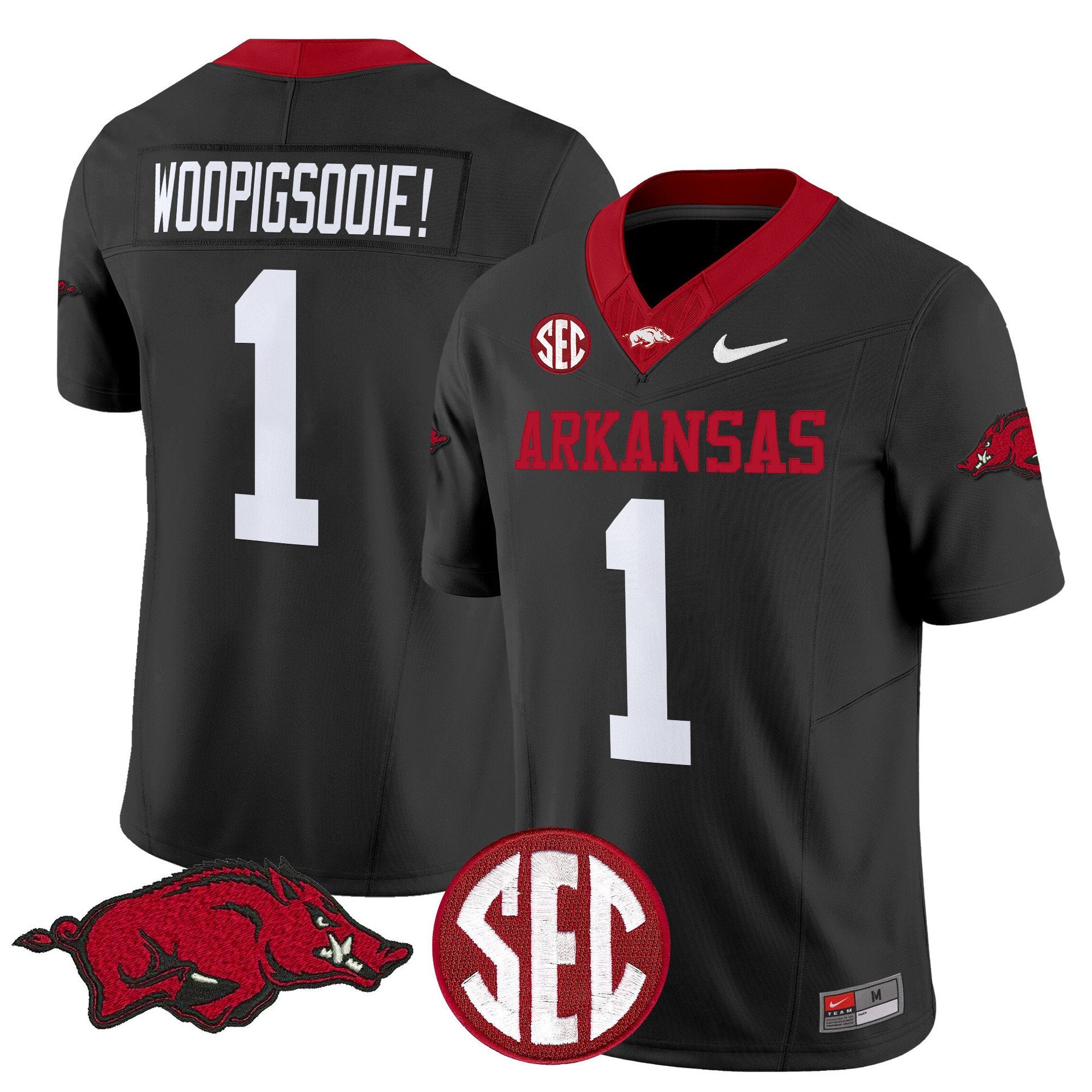 Woo Pig Sooie Jersey #1 Arkansas Razorbacks Limited Stitched Black