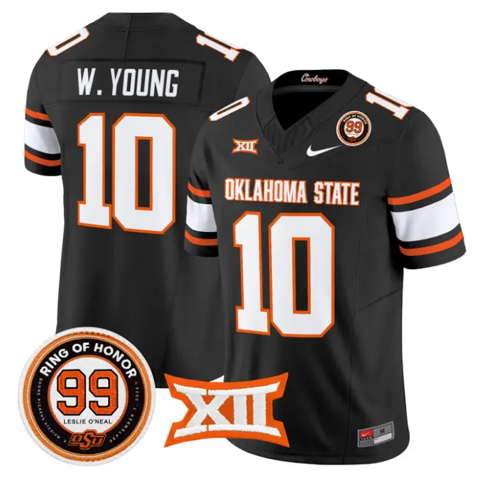 Wyatt Young Jersey #10 Oklahoma State 2026 Leslie O'neal Stitched