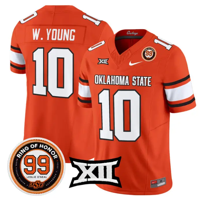 Wyatt Young Jersey #10 Oklahoma State 2026 Leslie O'neal Stitched