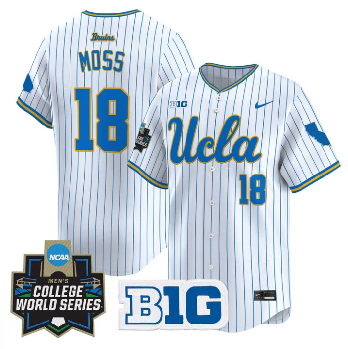 Wylan Moss Jersey #18 UCLA Bruins 2025 World Series Stitched Pinstripe