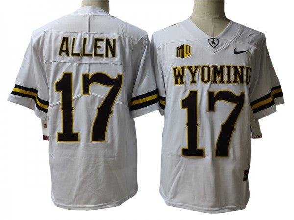 Wyoming Cowboys #17 Josh Allen White Football Jersey - Custom
