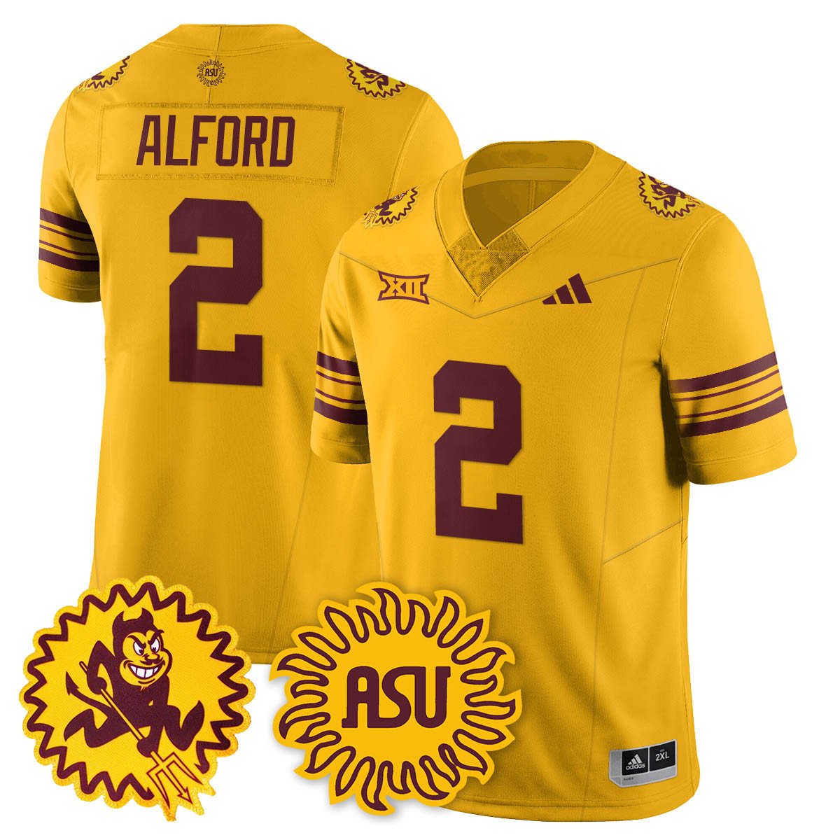 Xavion Alford Jersey #2 Arizona State Sun Devils 1975 Throwback Stitched Gold