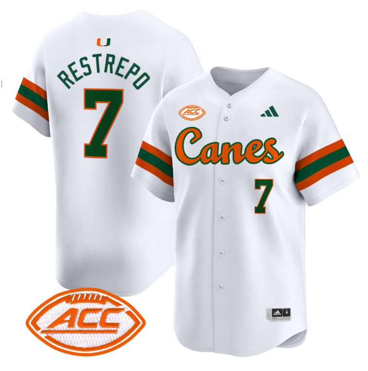 Xavier Restrepo Jersey #7 Miami Hurricanes 2024 Baseball V2 White