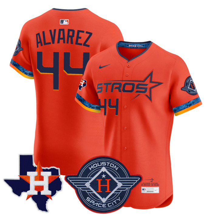 Yordan Álvarez Jersey #44 Houston Astros 2025 City Connect Texas Patch Premier Elite Stitched Orange