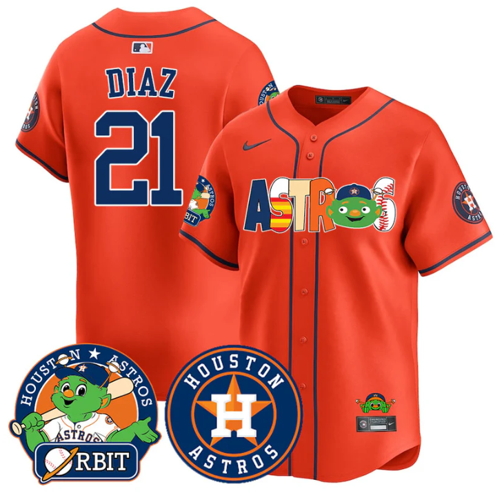 Yainer Diaz Jersey #21 Houston Astros Orbit Vapor Premier Limited Stitched Orange