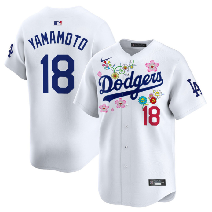 Yamamoto Jersey #18 Dodgers x Takashi Murakami 2025 Vapor Limited Stitched White