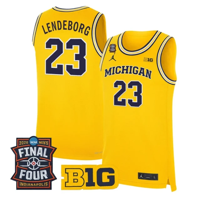 Yaxel Lendeborg Jersey #23 Michigan Wolverines 2026 Final Four Stitched Maize