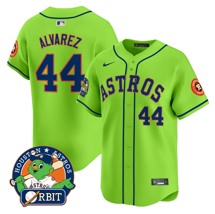 Yordan Álvarez Jersey #44 Astros Orbit Patch Vapor Premier Limited V2 Stitched Green