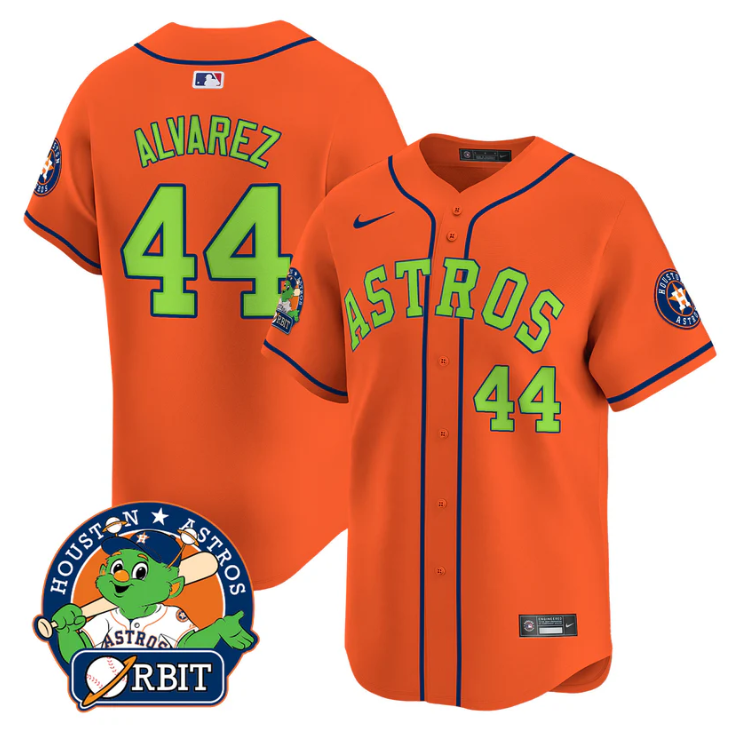 Yordan Álvarez Jersey #44 Astros Orbit Patch Vapor Premier Limited V2 Stitched Orange