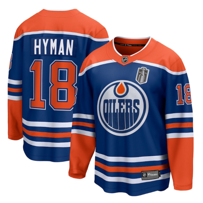 Zach Hyman 18 Edmonton Oilers 2025 Stanley Cup Final Home Breakaway Men Jersey Royal