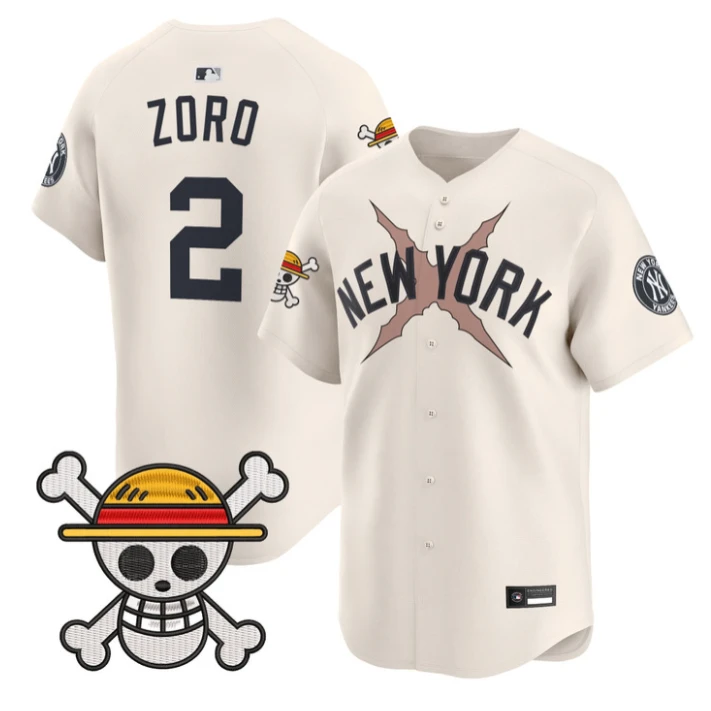 Zoro Jersey #2 Yankees One Piece Vapor Premier Stitched