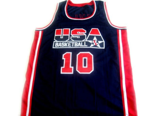 Clyde Drexler Jersey #10 Team USA Basketball Navy Blue