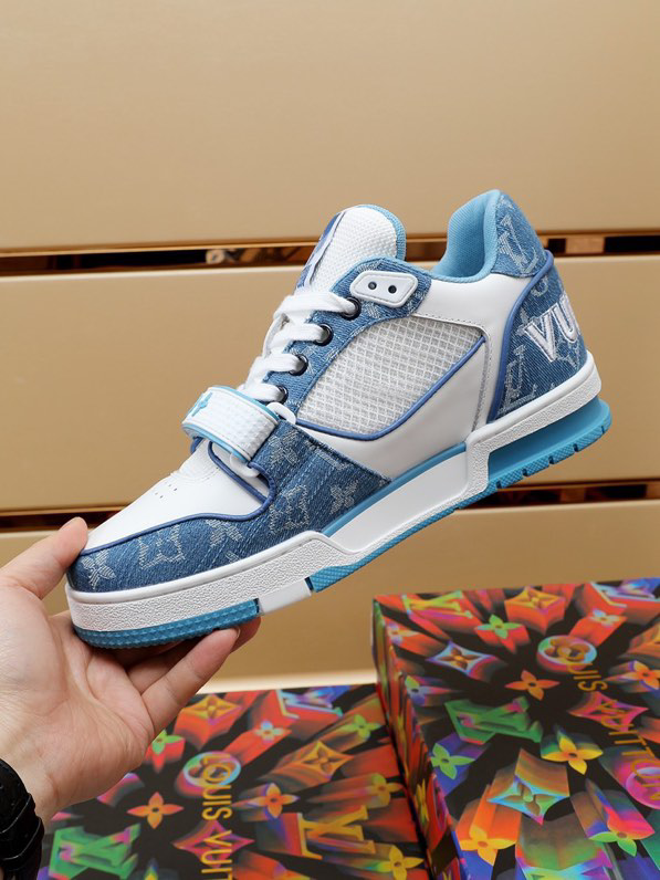 Luxury Virgil Trainer Sneakers Shoes Signature Blue White Monogram