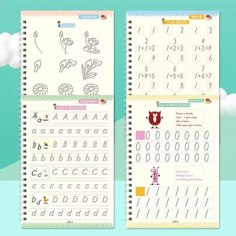 Children’s Magic Copybooks, Handwriting Practice for Kids (Set of 4 Books)