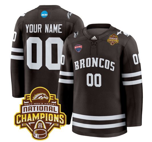 Custom Western Michigan Broncos Jersey 2025 National Champions Patch Premium Stitched Brown