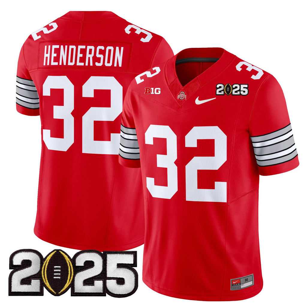 Treveyon Henderson Jersey #32 Ohio State Heritage Stripe 2025 CFP Final Red