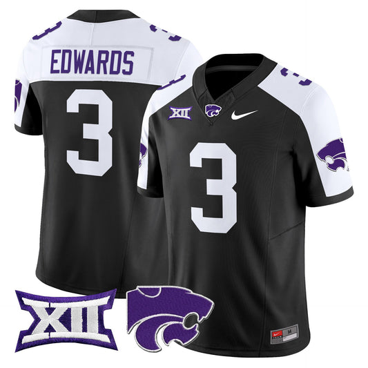 Dylan Edwards Jersey #3 Kansas State Wildcats 2025 Limited Stitched Black Alter