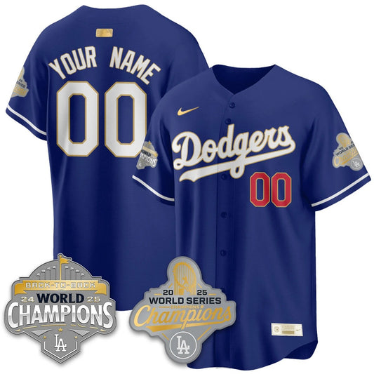 Custom Los Angeles Dodgers Gold Collection Stadium Vapor Limited Jersey - B2B Champs - All Stitched