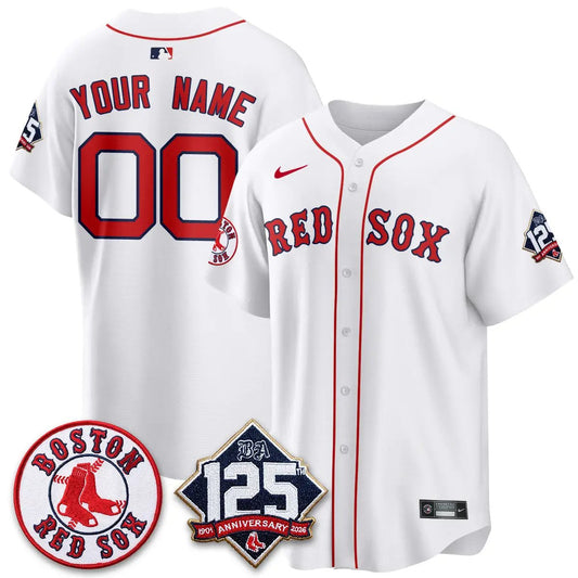 Boston Red Sox 125th Anniversary Patch Vapor Custom Jersey - Stitched