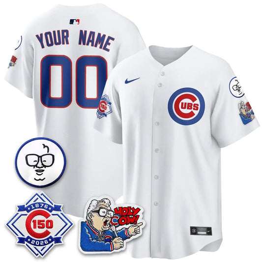 Chicago Cubs 150th Anniversary Harry Caray Holy Cow Vapor Premier Limited Custom Jersey - All Stitched V2