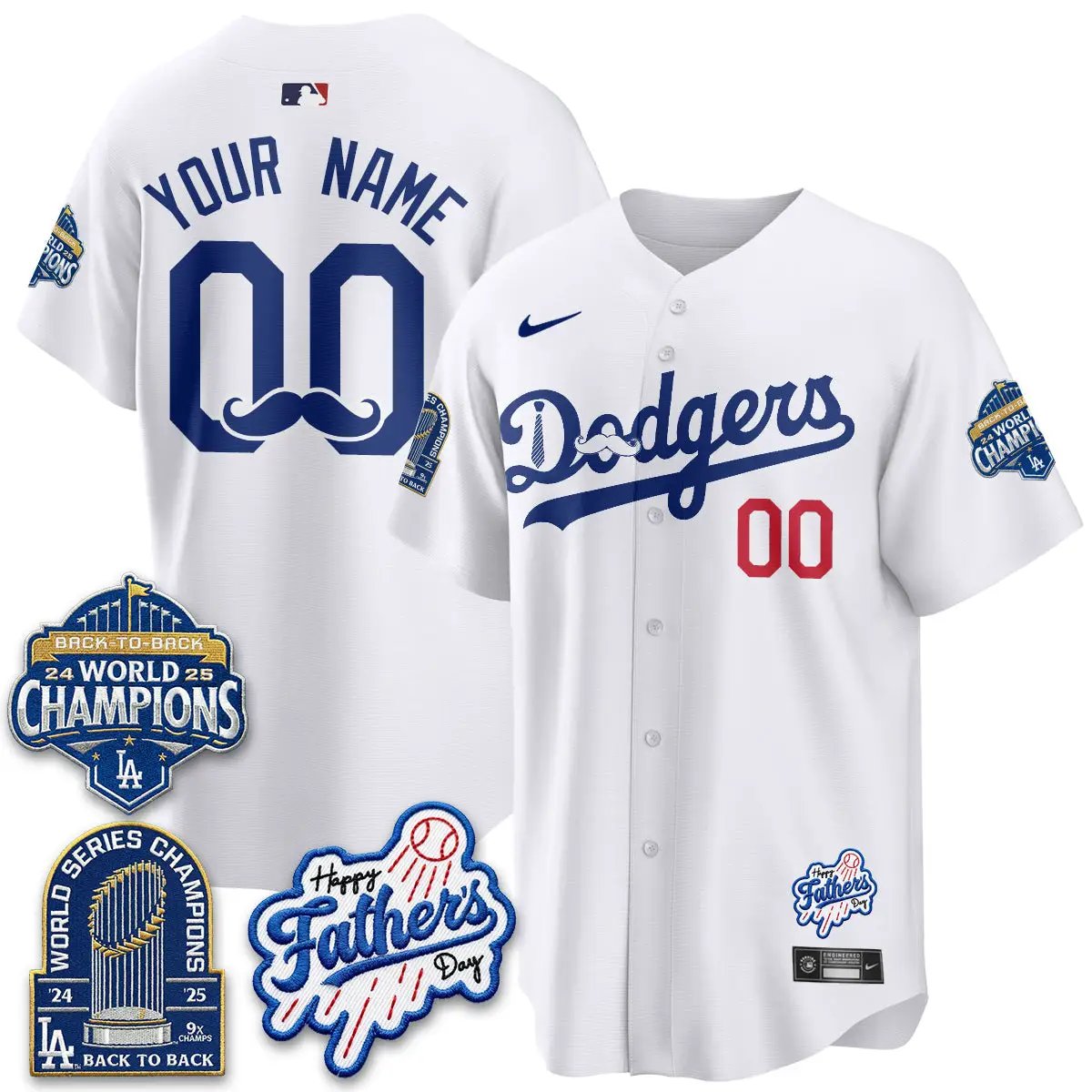 Los Angeles Dodgers Happy Father's Day 2026 Custom Jersey - Stitched
