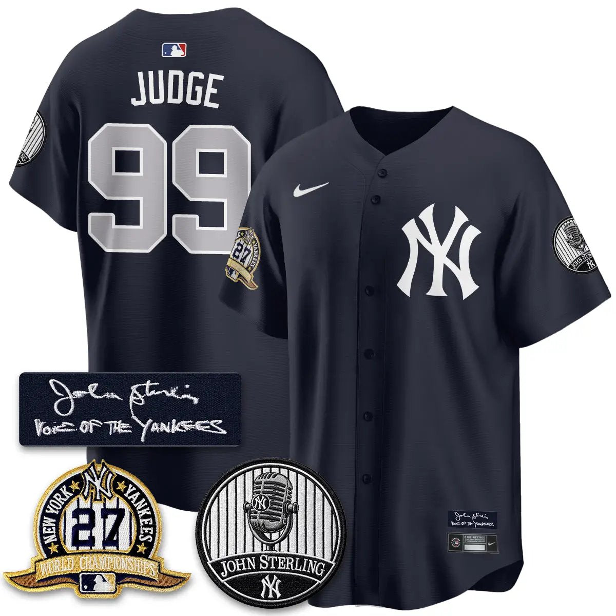 Men New York Yankees John Sterling Tribute Patch Vapor Premier Limited Jersey - Stitched