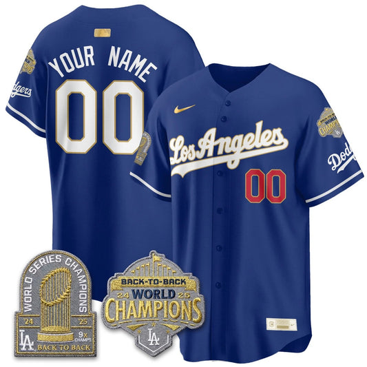 CUSTOM Los Angeles Dodgers Gold Collection Vapor Limited Jersey - 9x & B2B Champs - All Stitched