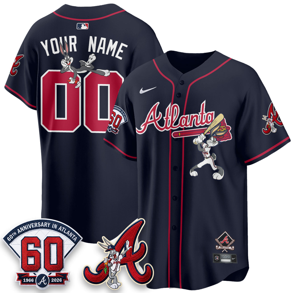 Atlanta Braves x Bunny Vapor Premier Limited Custom Jersey - Stitched
