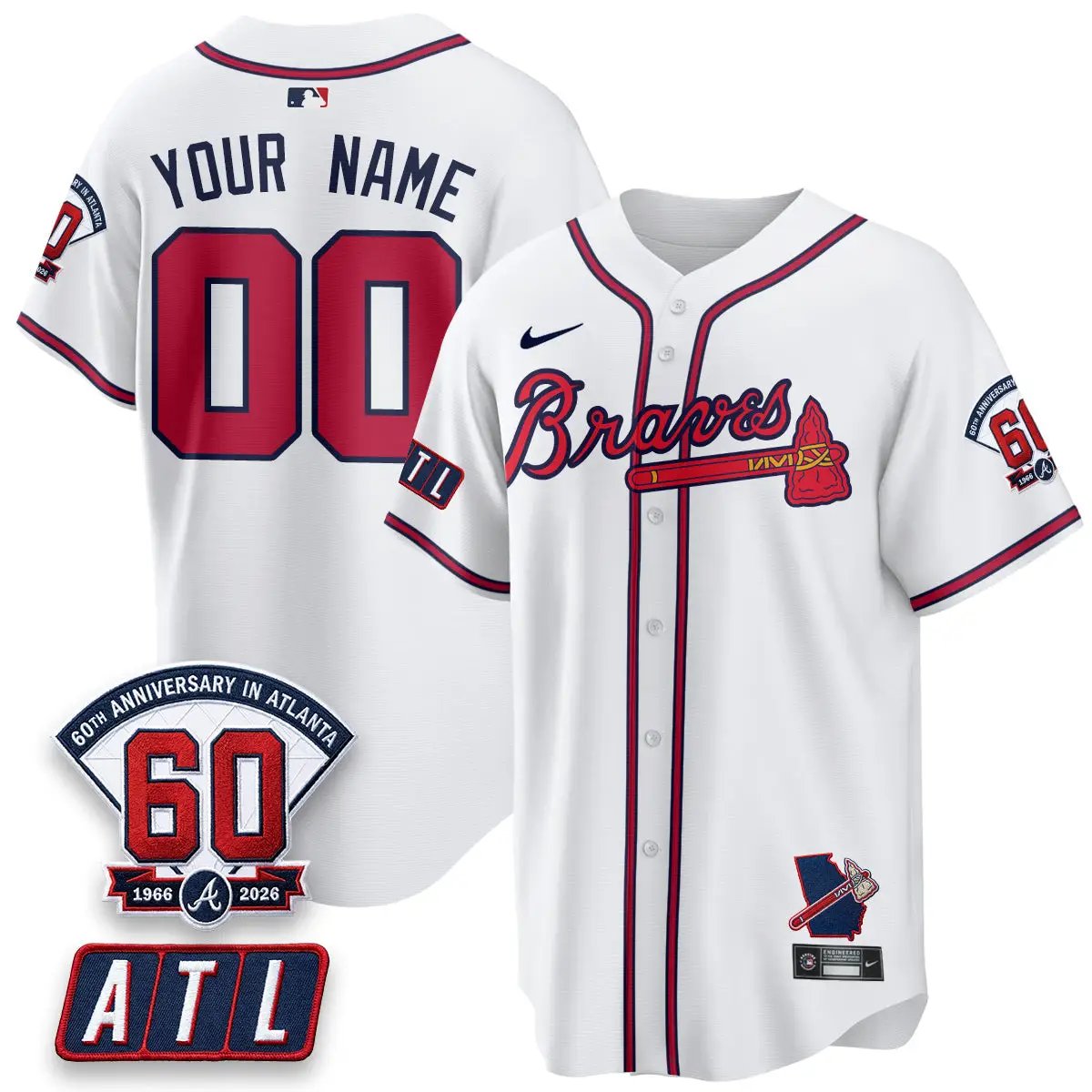 Atlanta Braves 2026 60th Anniversary Vapor Limited Custom Jersey - All Stitched