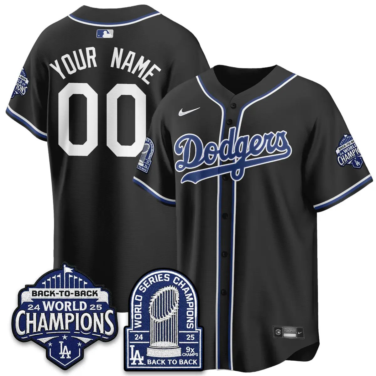 Los Angeles Dodgers 2026 Black Out Style Vapor Limited Custom Jersey - B2B Champs - All Stitched