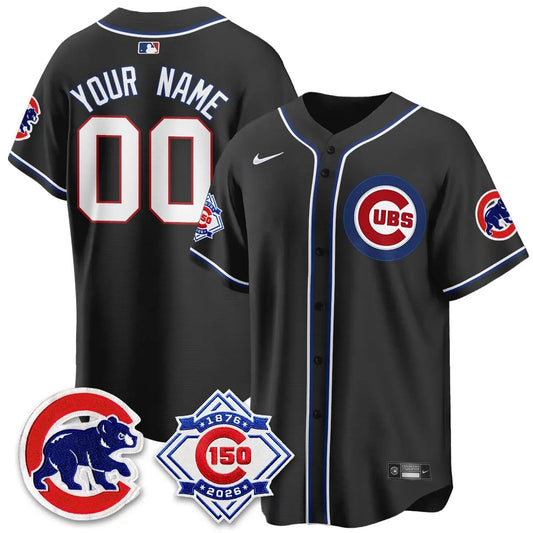 Chicago Cubs 150th Anniversary Black Out Style Vapor Premier Limited Custom Jersey - All Stitched