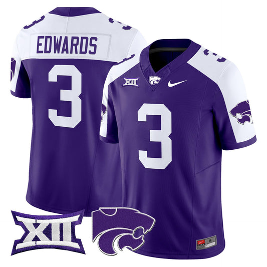 Dylan Edwards Jersey #3 Kansas State Wildcats 2025 Limited Stitched Purple Alter
