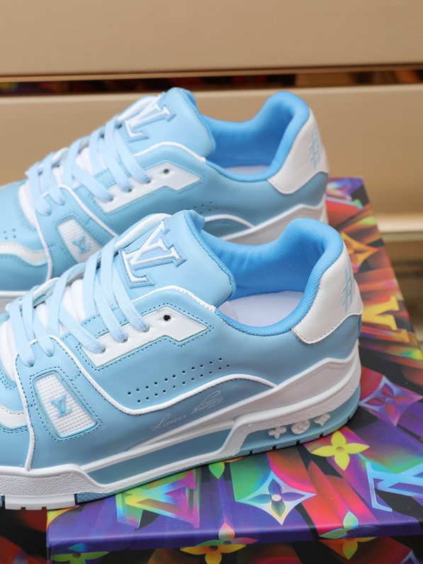Luxury Virgil Trainer Sneakers Shoes #54 Signature White Blue Monogram
