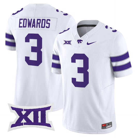 Dylan Edwards Jersey #3 Kansas State Wildcats 2025 Limited Stitched White