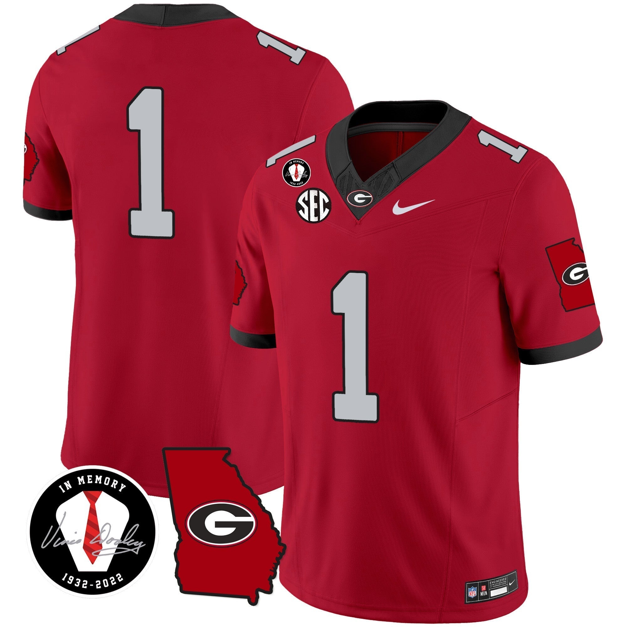 Men Georgia Bulldogs 2024 Vapor Jersey V3 - Georgia Map - All Stitched