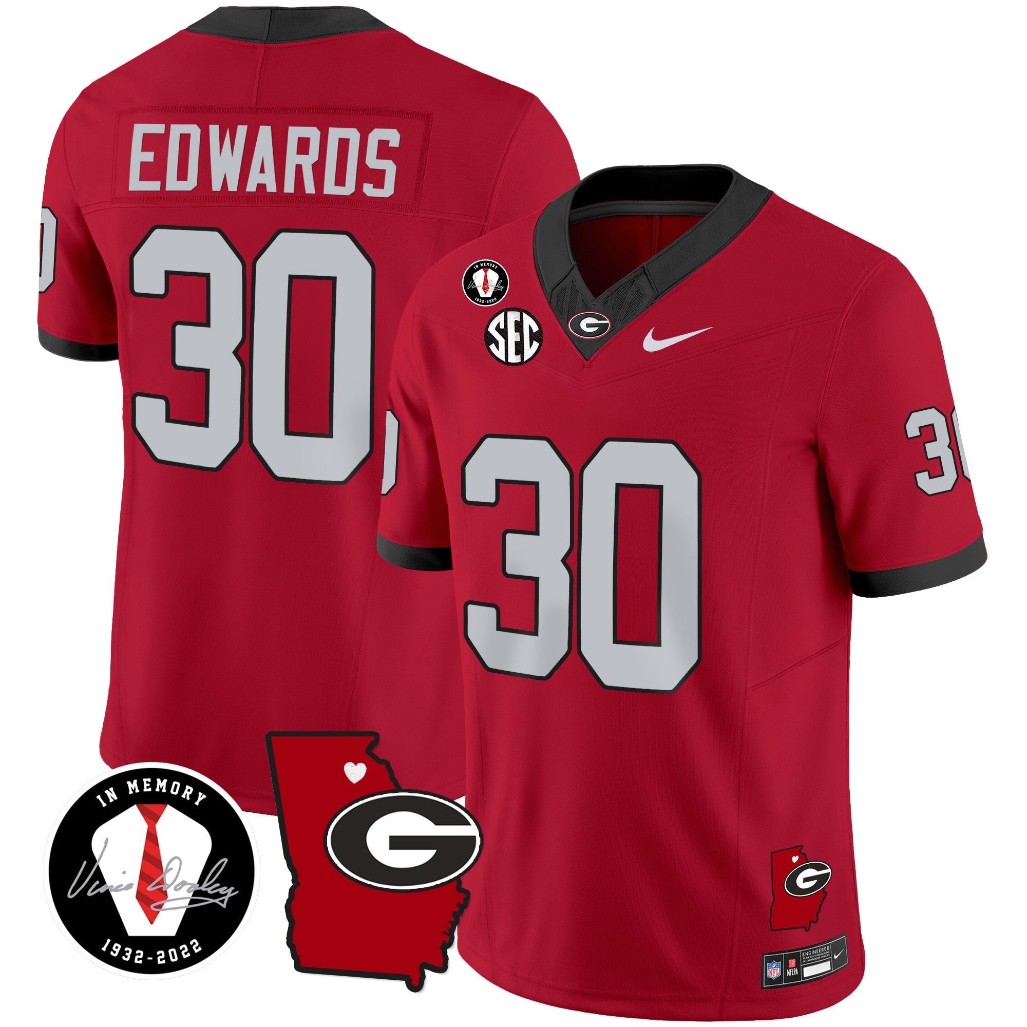 Men Georgia Bulldogs 2024 Vapor Jersey V4 - Georgia Map - All Stitched