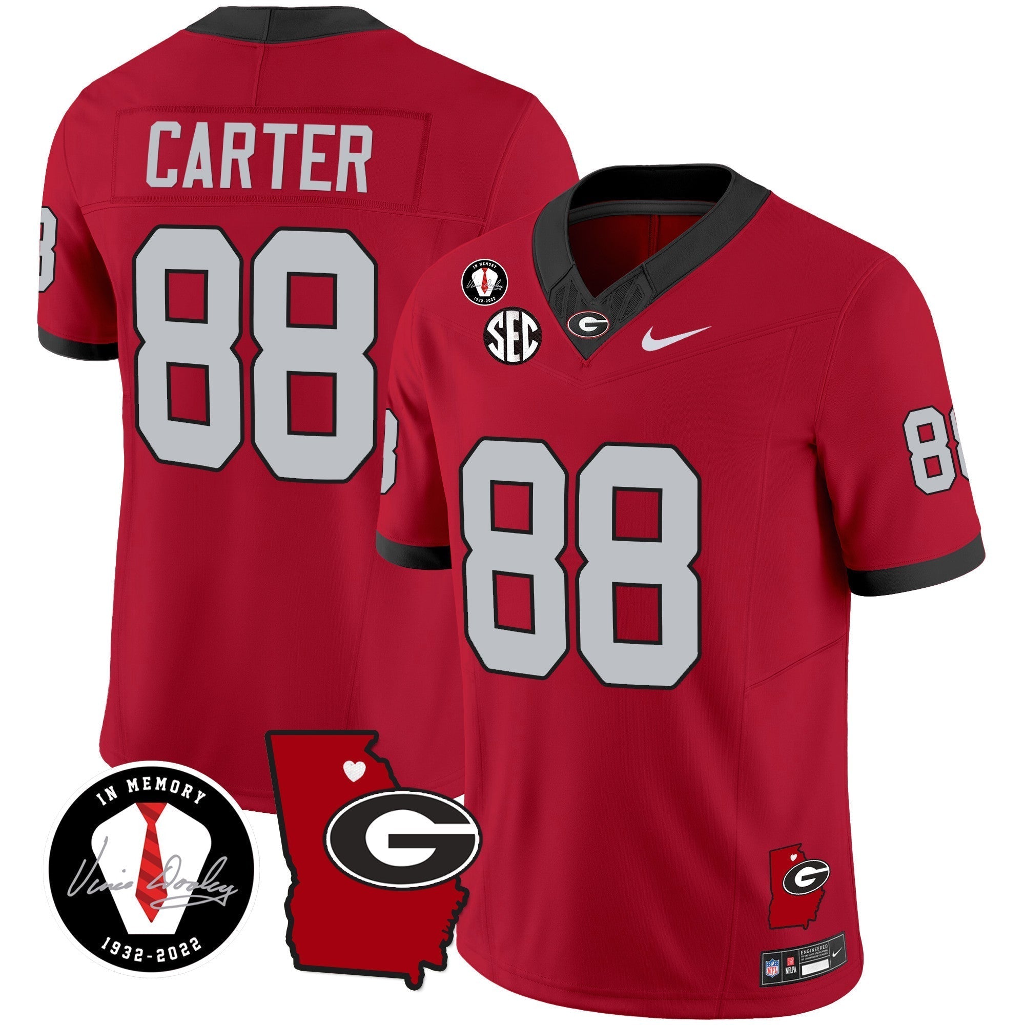 Men Georgia Bulldogs 2024 Vapor Jersey V4 - Georgia Map - All Stitched