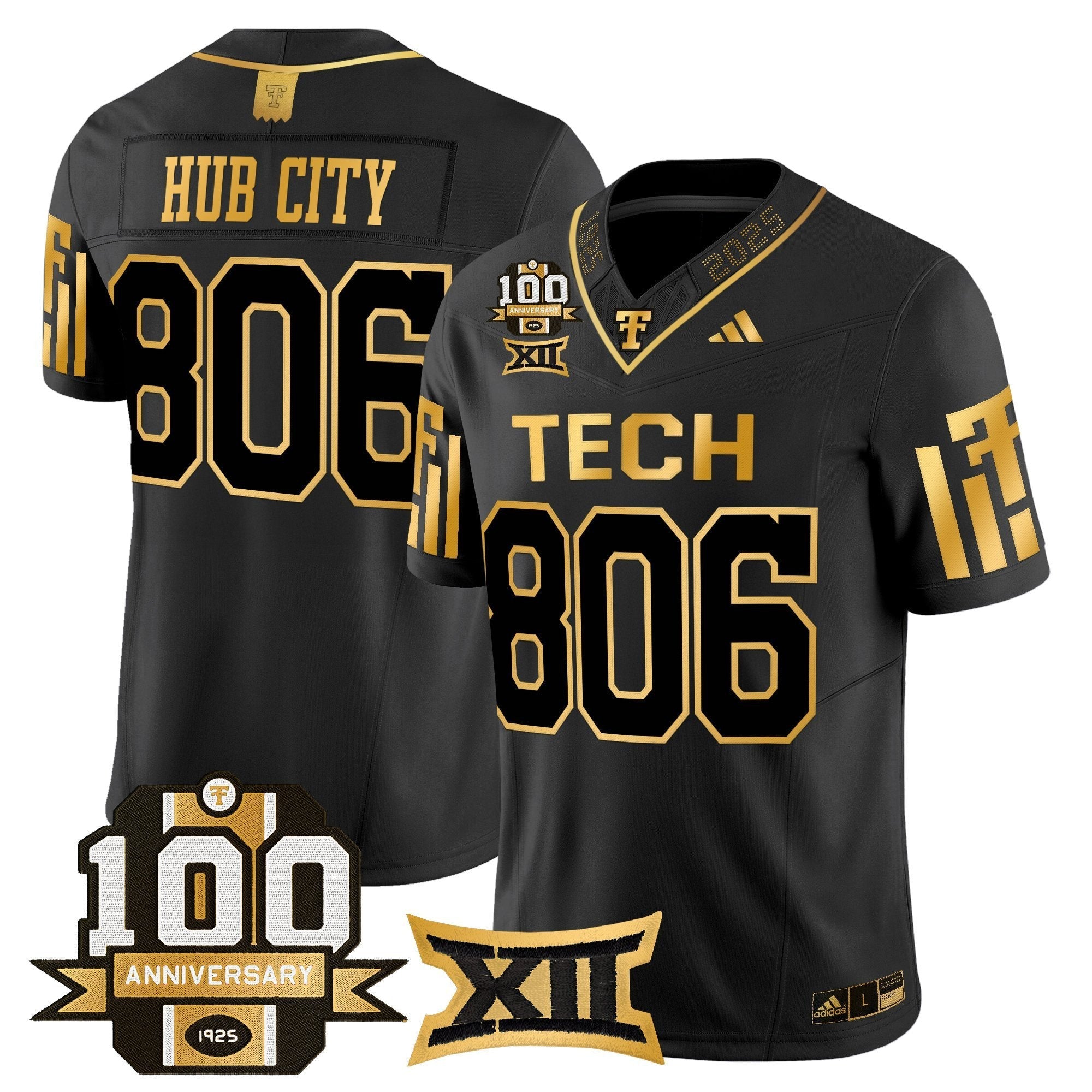 Texas Tech Red Raiders 2025 Gold Vapor Limited Jersey - 100th Anniversary Patch - All Stitched