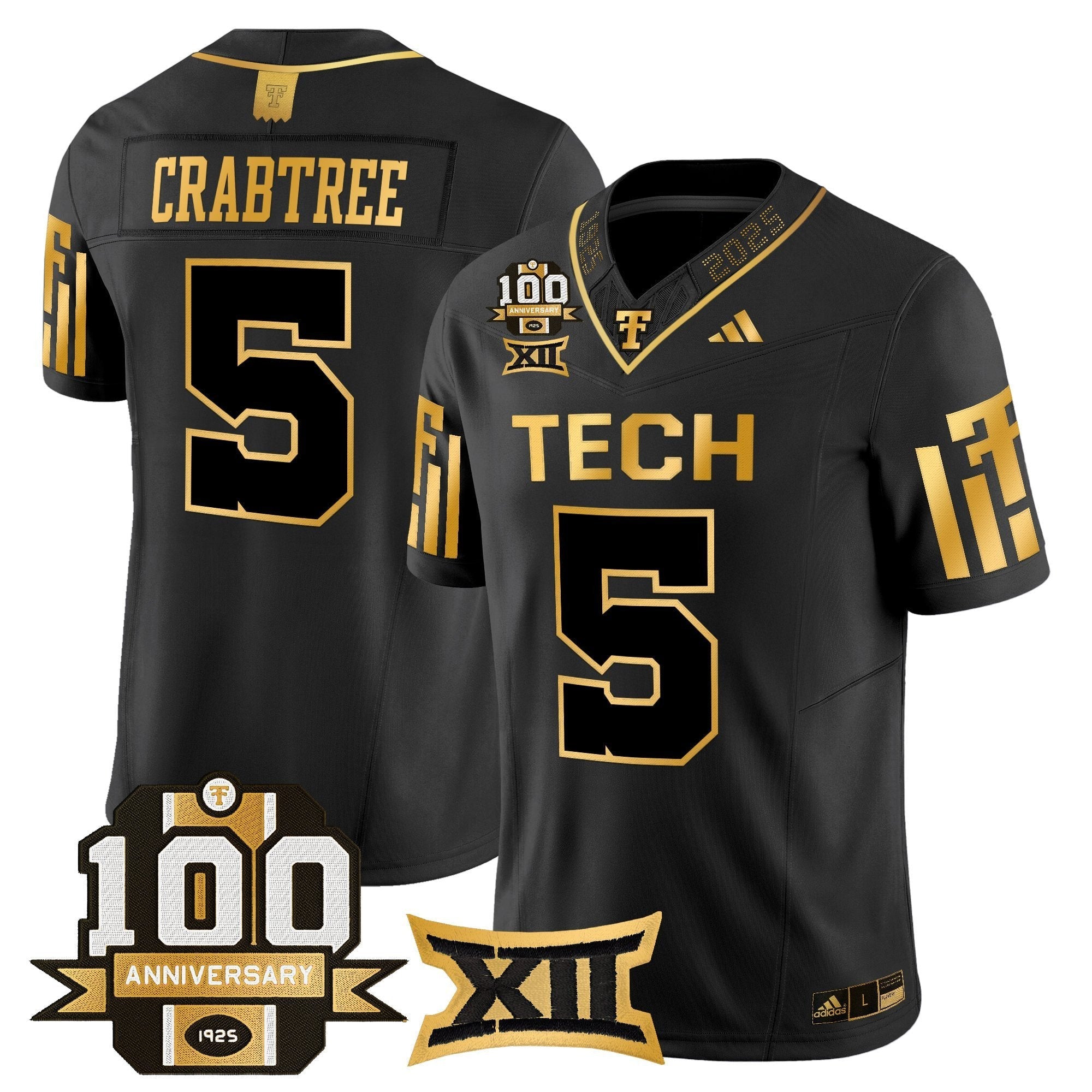 Texas Tech Red Raiders 2025 Gold Vapor Limited Jersey - 100th Anniversary Patch - All Stitched