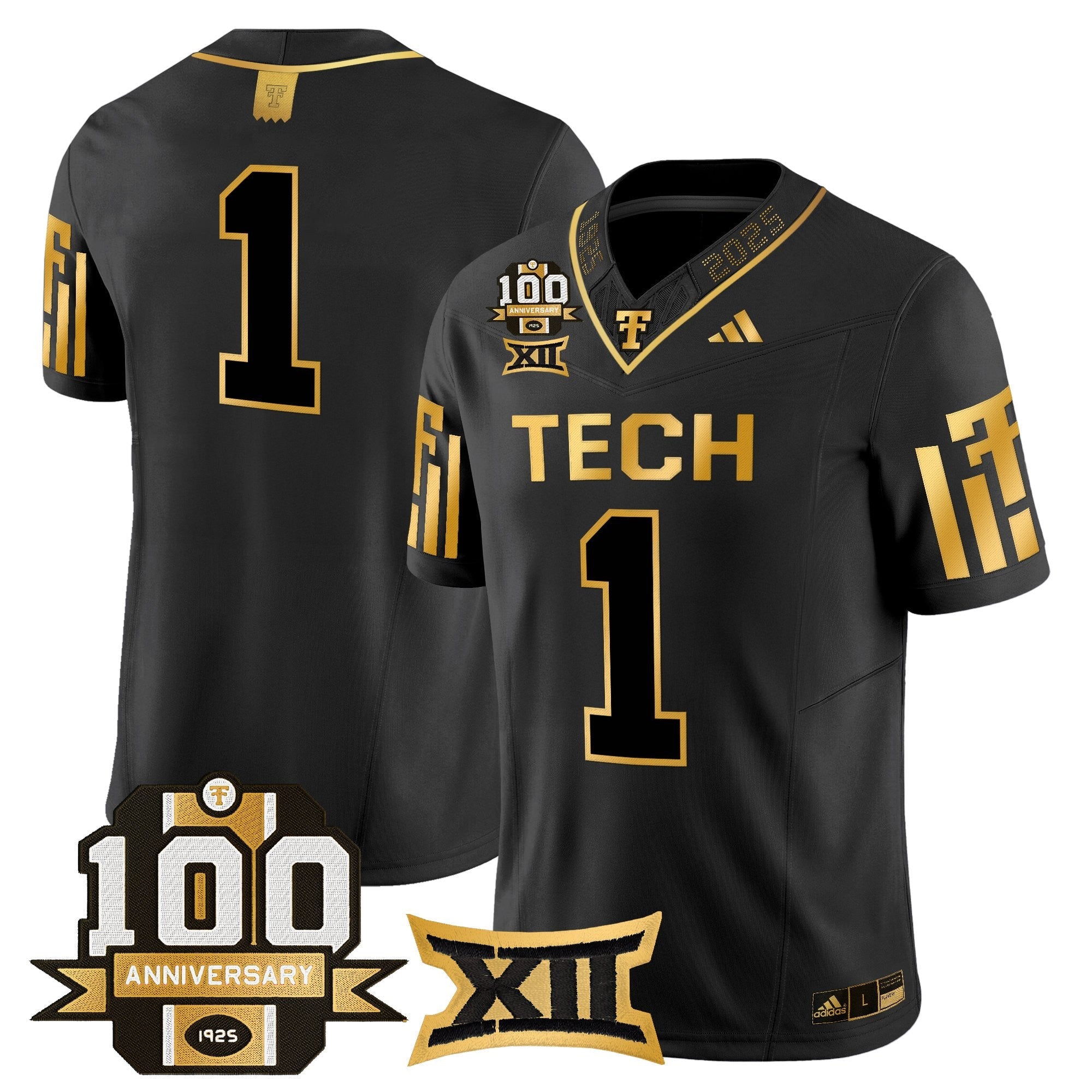 Texas Tech Red Raiders 2025 Gold Vapor Limited Jersey - 100th Anniversary Patch - All Stitched