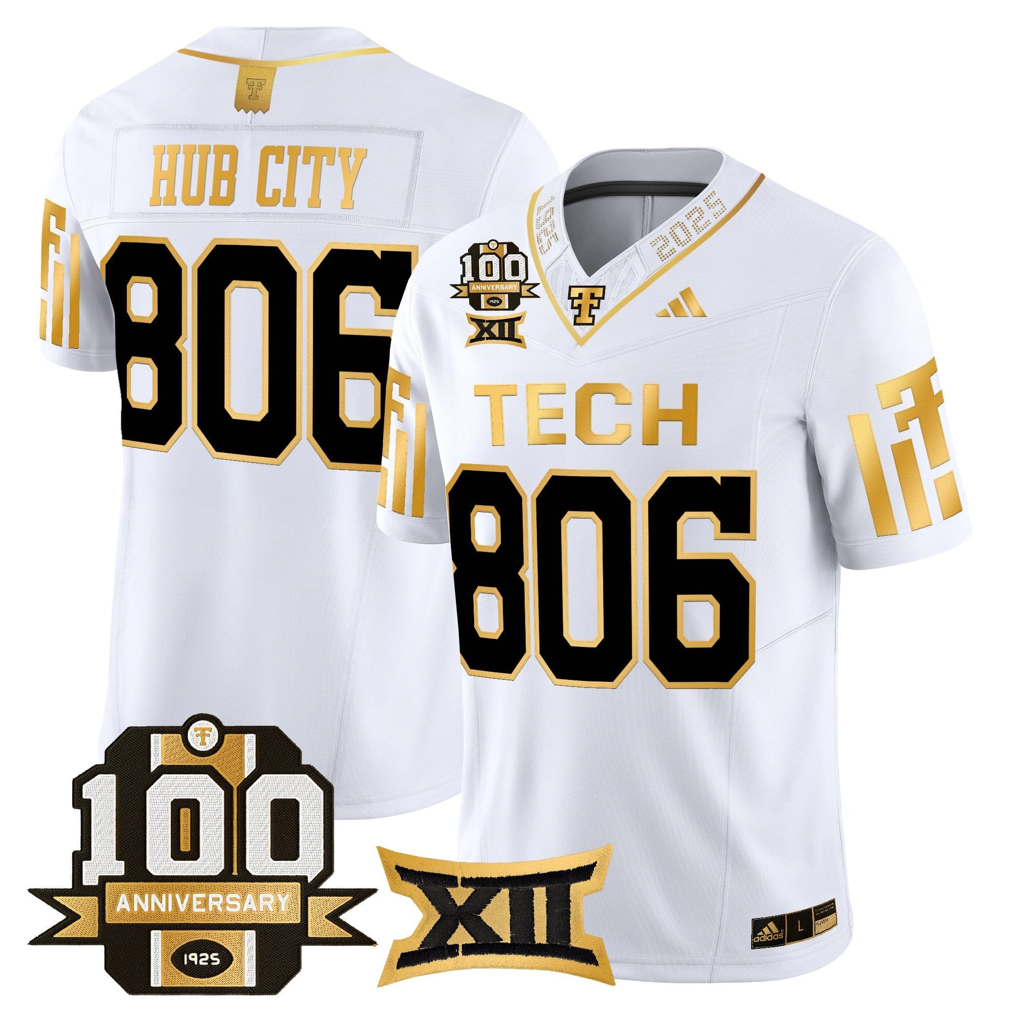 Texas Tech Red Raiders 2025 Gold Vapor Limited Jersey - 100th Anniversary Patch - All Stitched