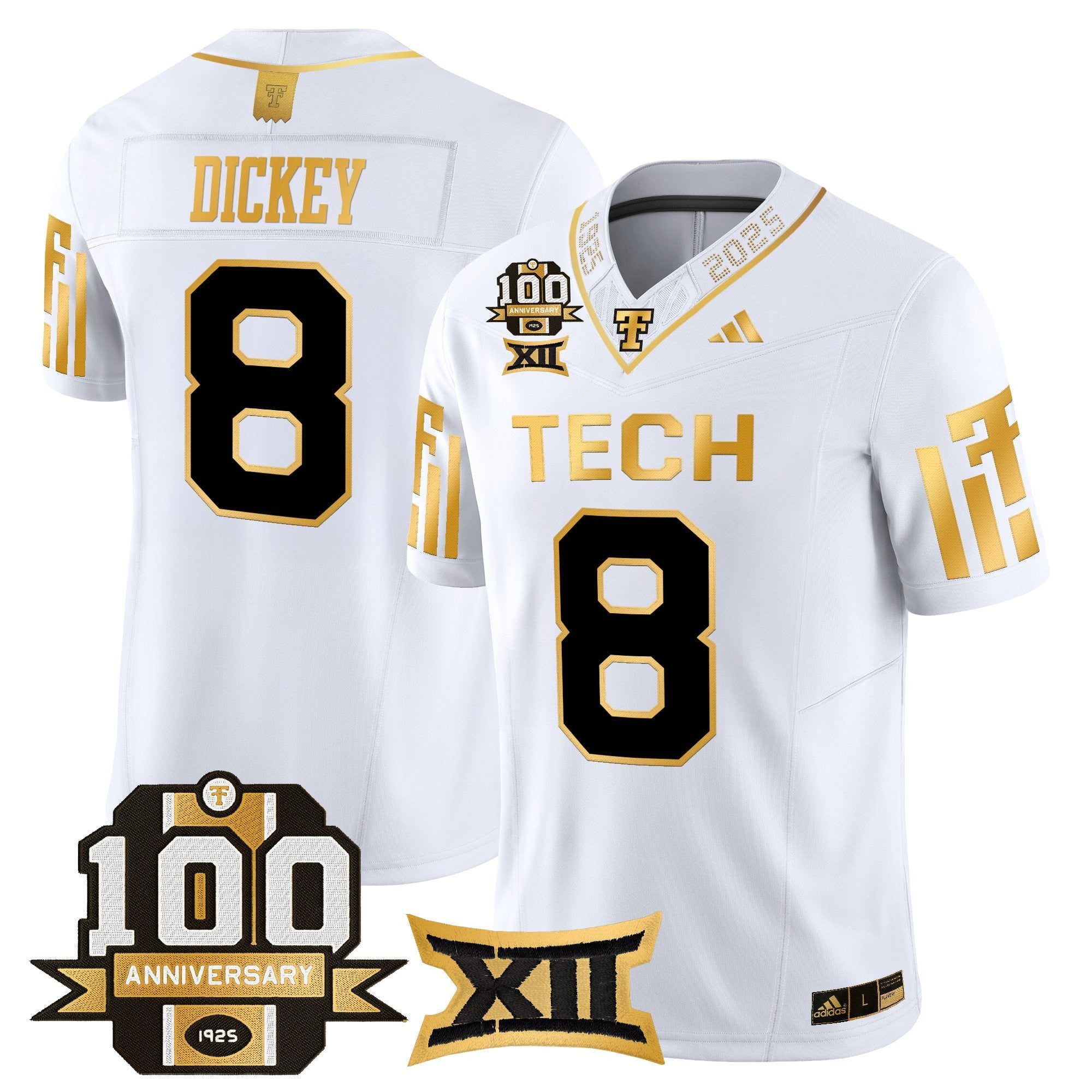 Texas Tech Red Raiders 2025 Gold Vapor Limited Jersey - 100th Anniversary Patch - All Stitched