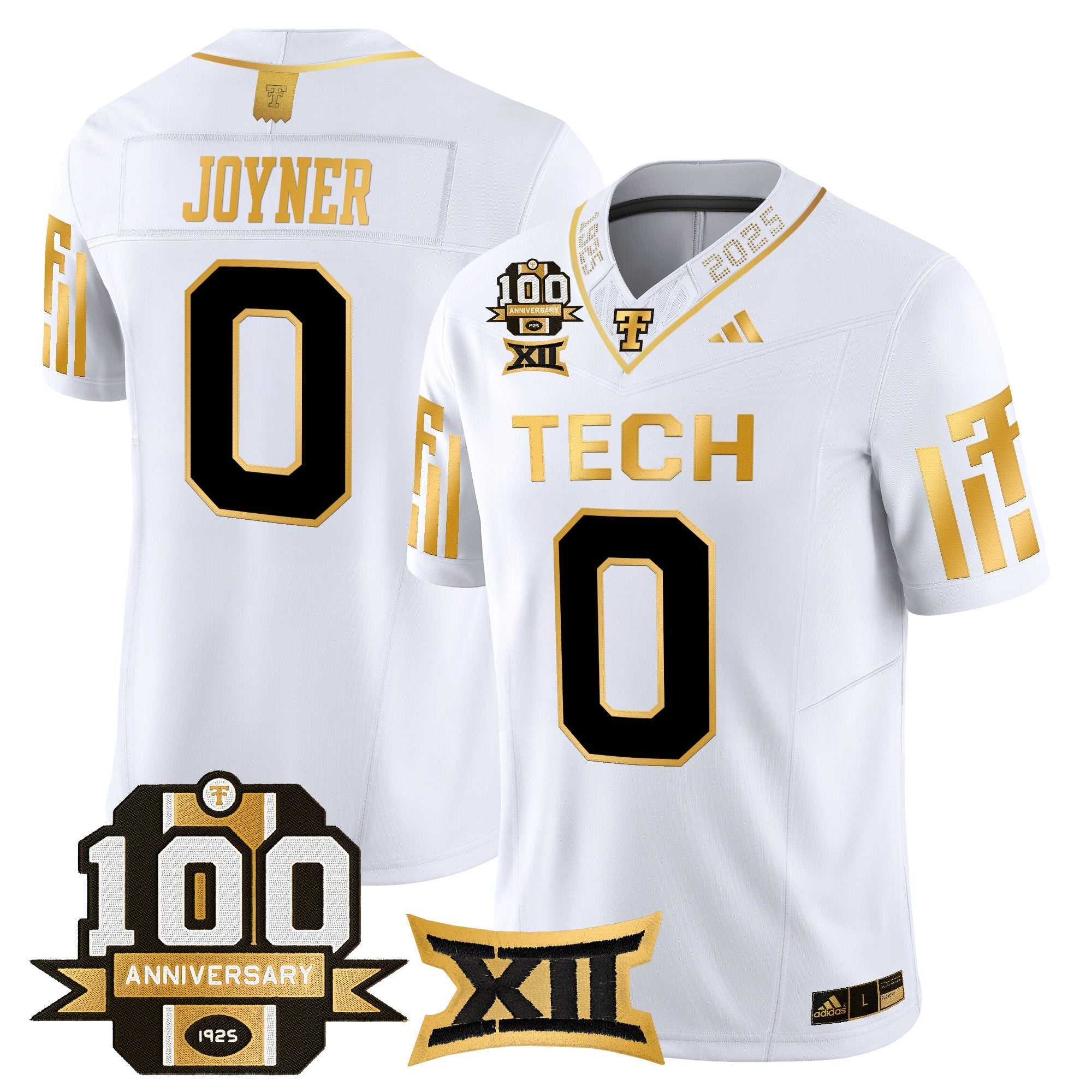 Texas Tech Red Raiders 2025 Gold Vapor Limited Jersey - 100th Anniversary Patch - All Stitched
