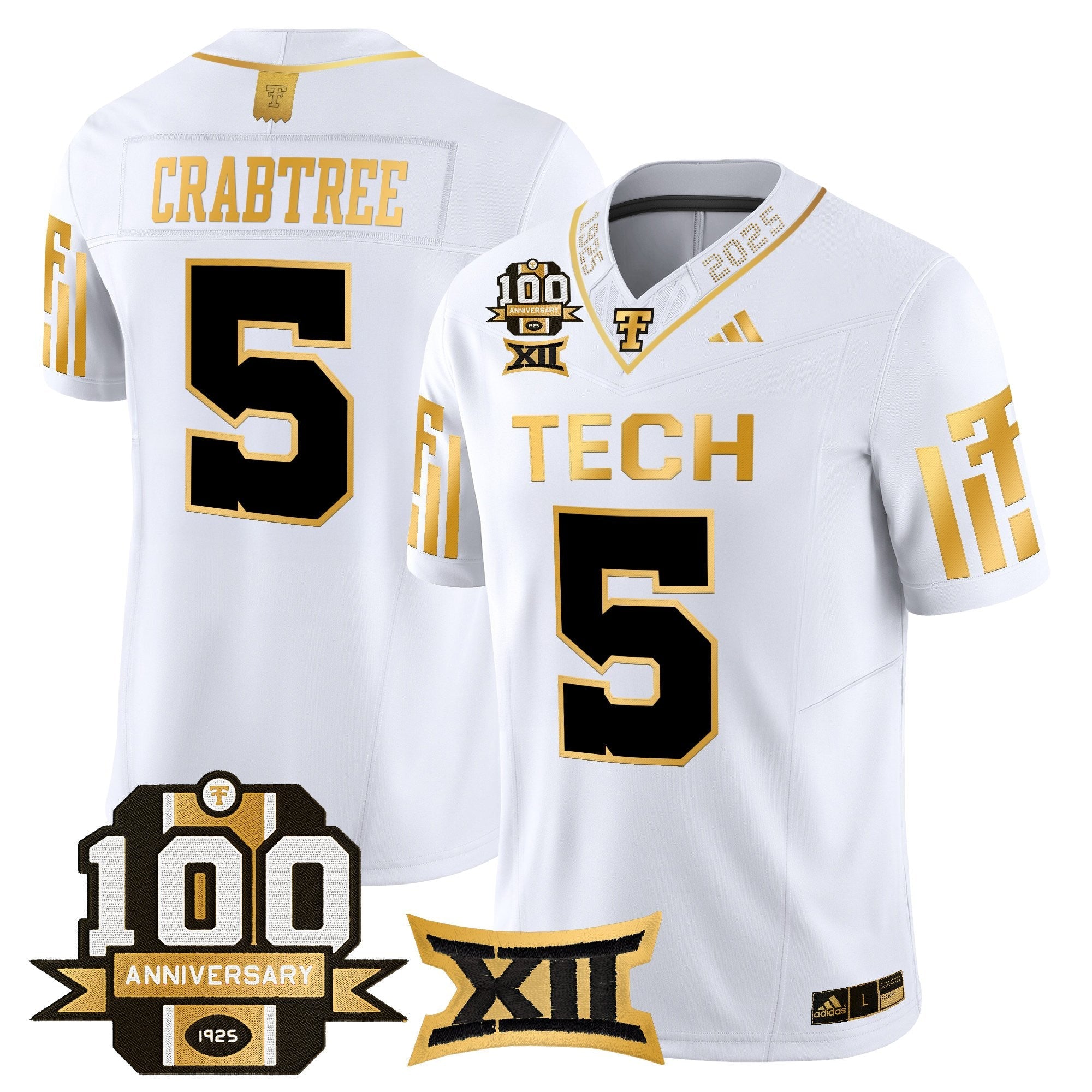 Texas Tech Red Raiders 2025 Gold Vapor Limited Jersey - 100th Anniversary Patch - All Stitched