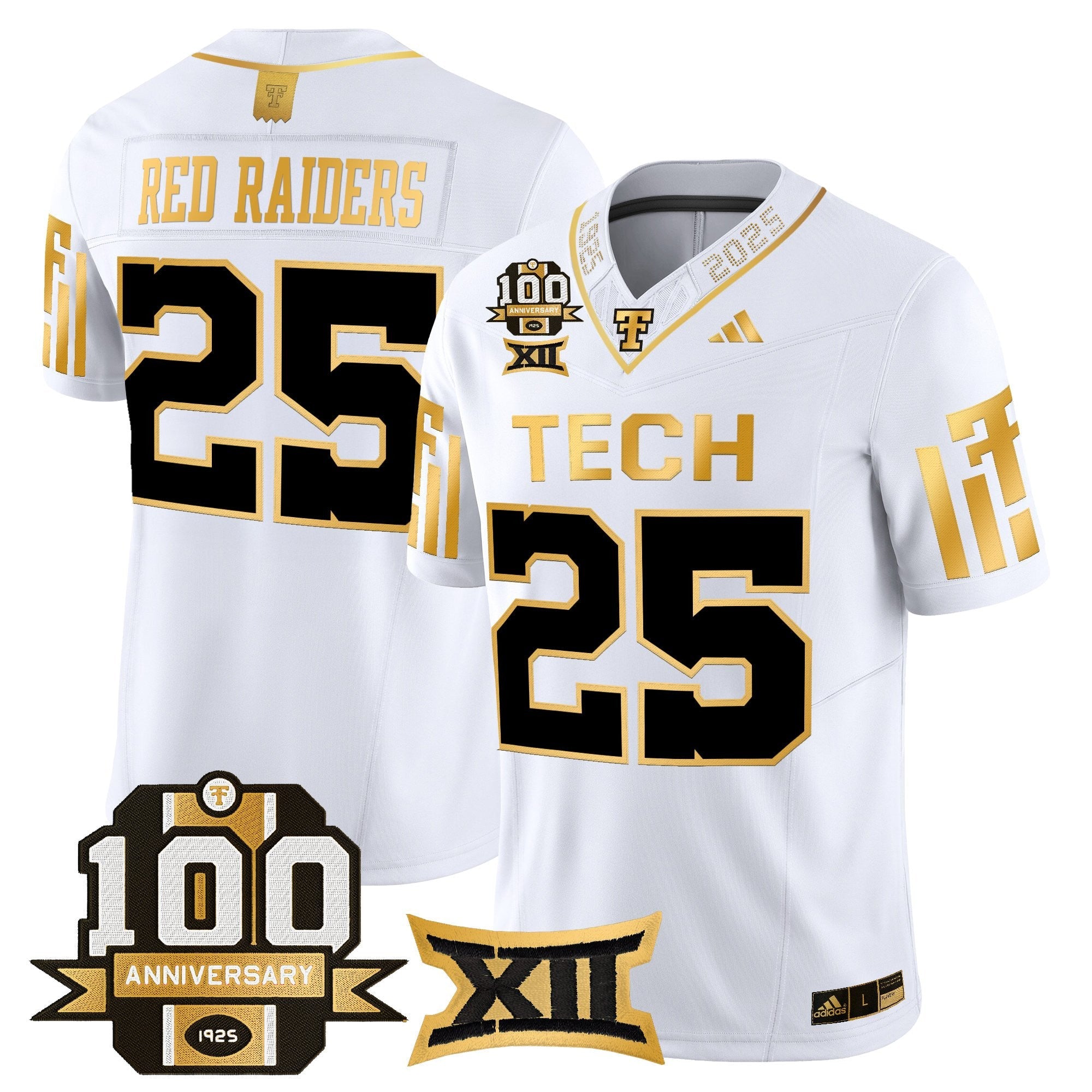 Texas Tech Red Raiders 2025 Gold Vapor Limited Jersey - 100th Anniversary Patch - All Stitched