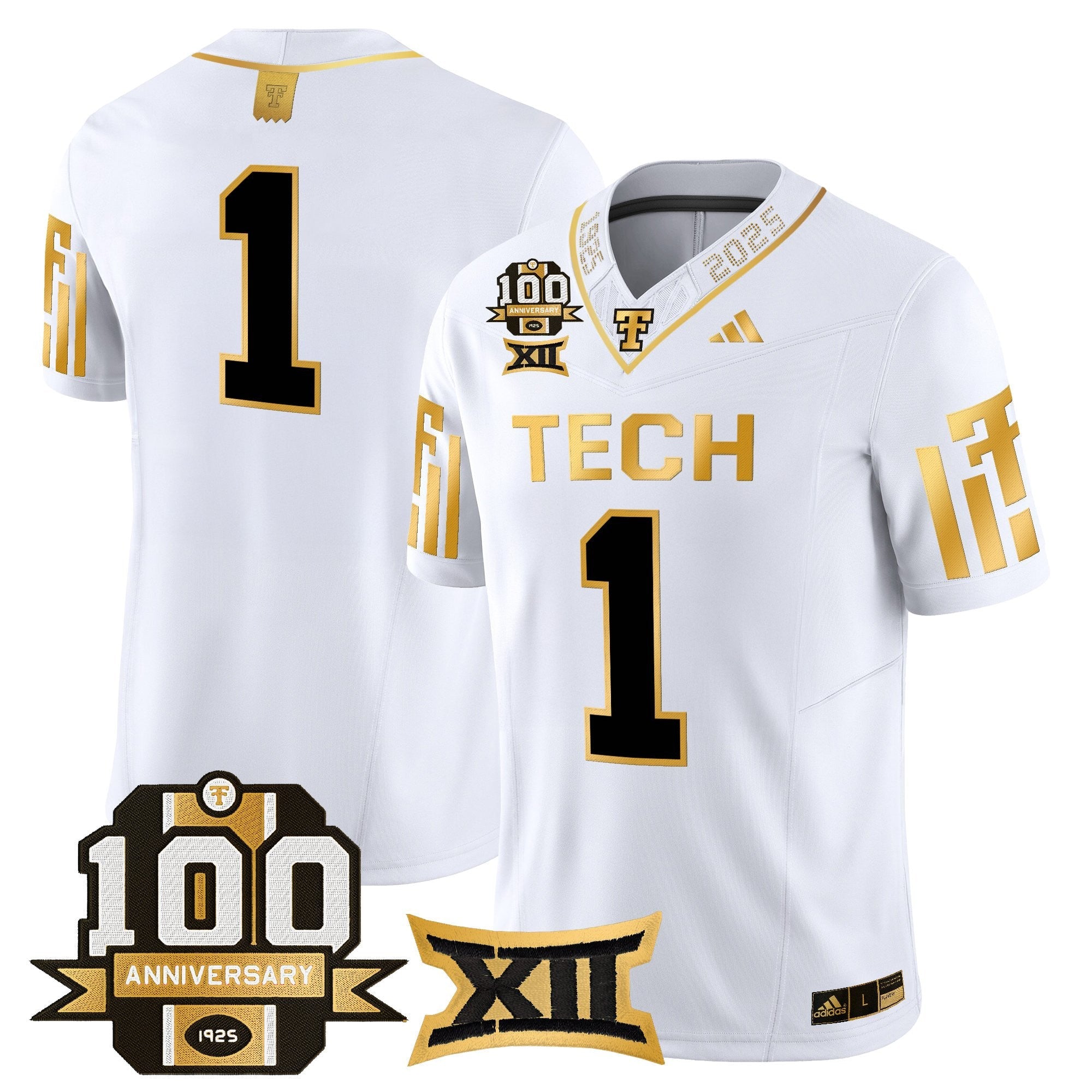 Texas Tech Red Raiders 2025 Gold Vapor Limited Jersey - 100th Anniversary Patch - All Stitched